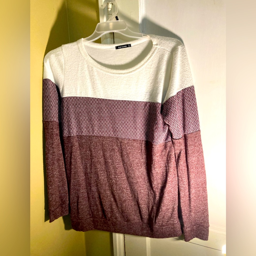 Purple and white soft sweater